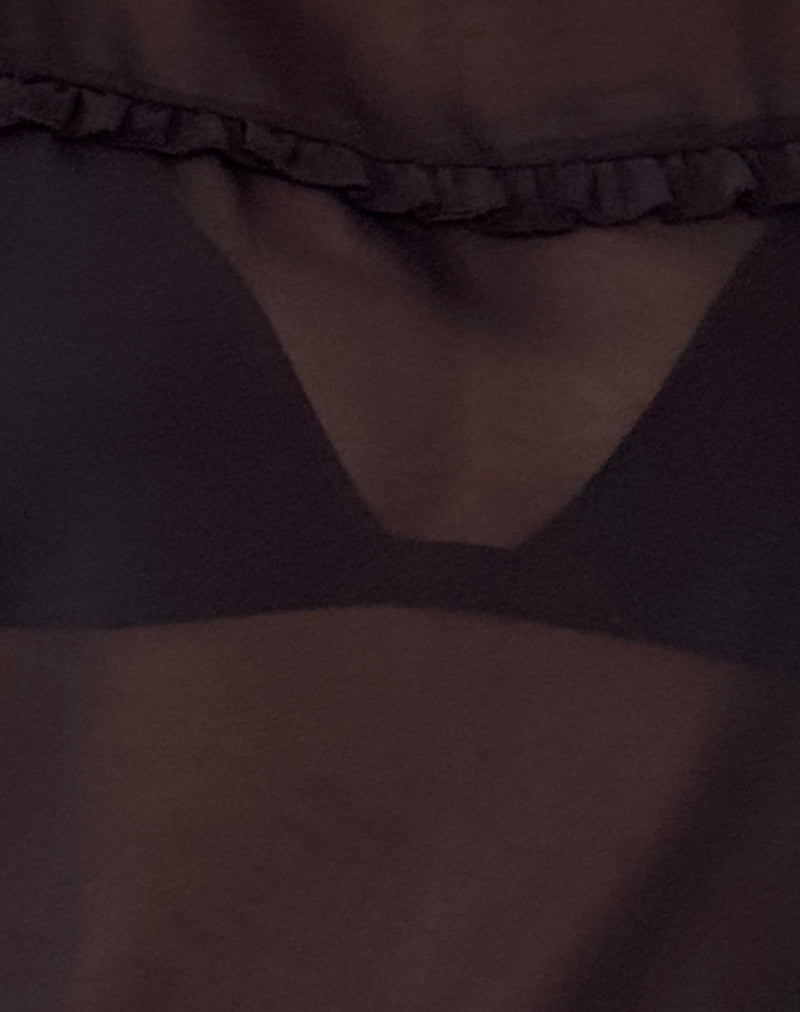 Image of Henrietta Frill Blouse in Black Chiffon