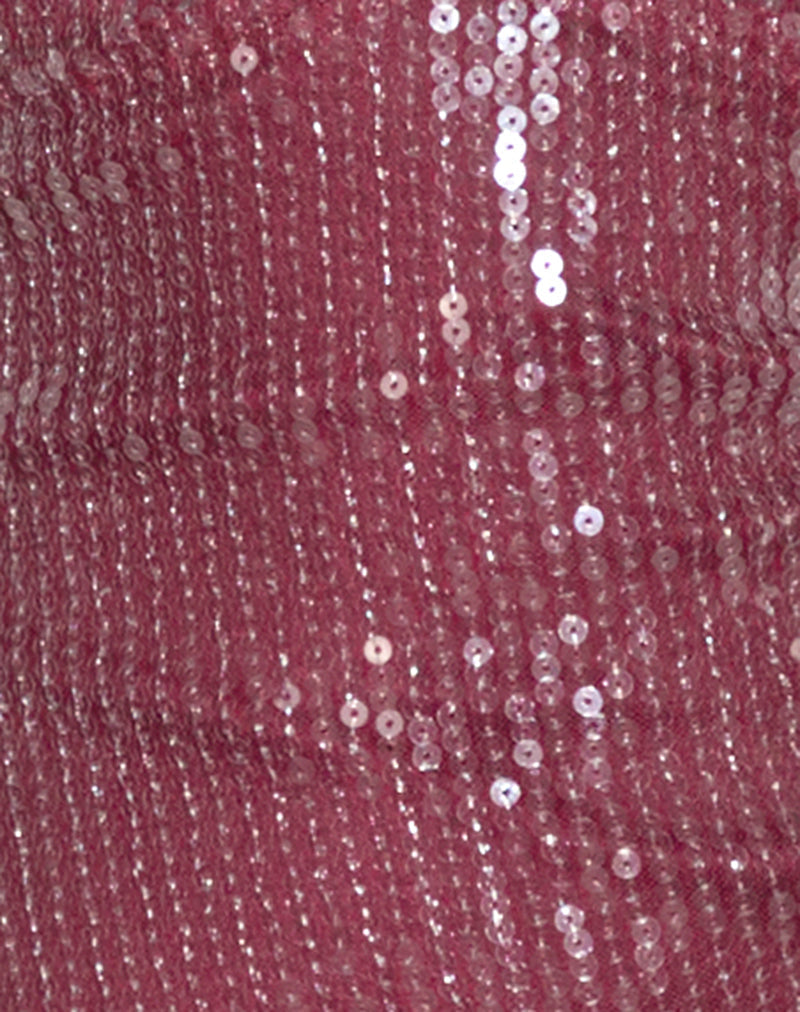 Image of Hepasi Halter Mini Dress in Clear Sequin Maroon
