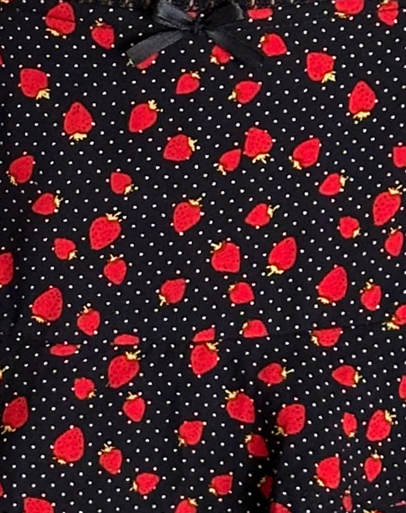 Image of Camigi Mini Skirt in Strawberry Polka Black