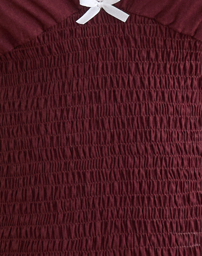Image of Hevalis Plunge Top in Poplin Maroon