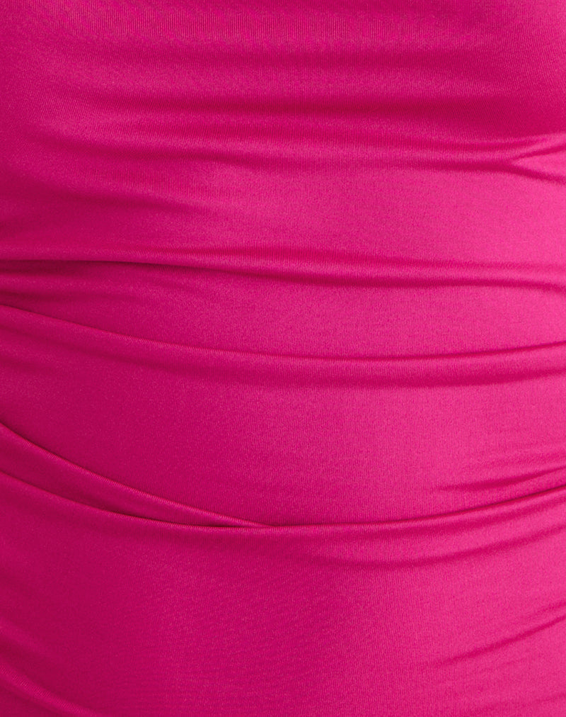 Image of Hezlin Halterneck Top in Milk Silk Hot Pink