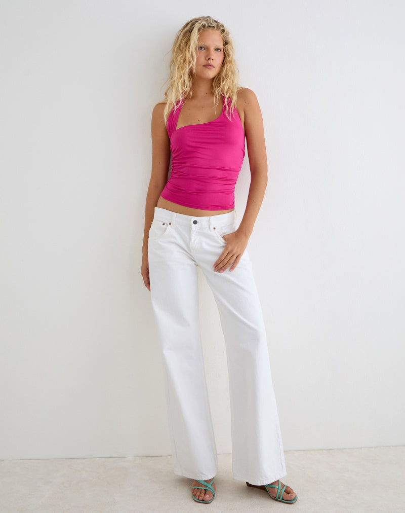 Image of Hezlin Halterneck Top in Milk Silk Hot Pink