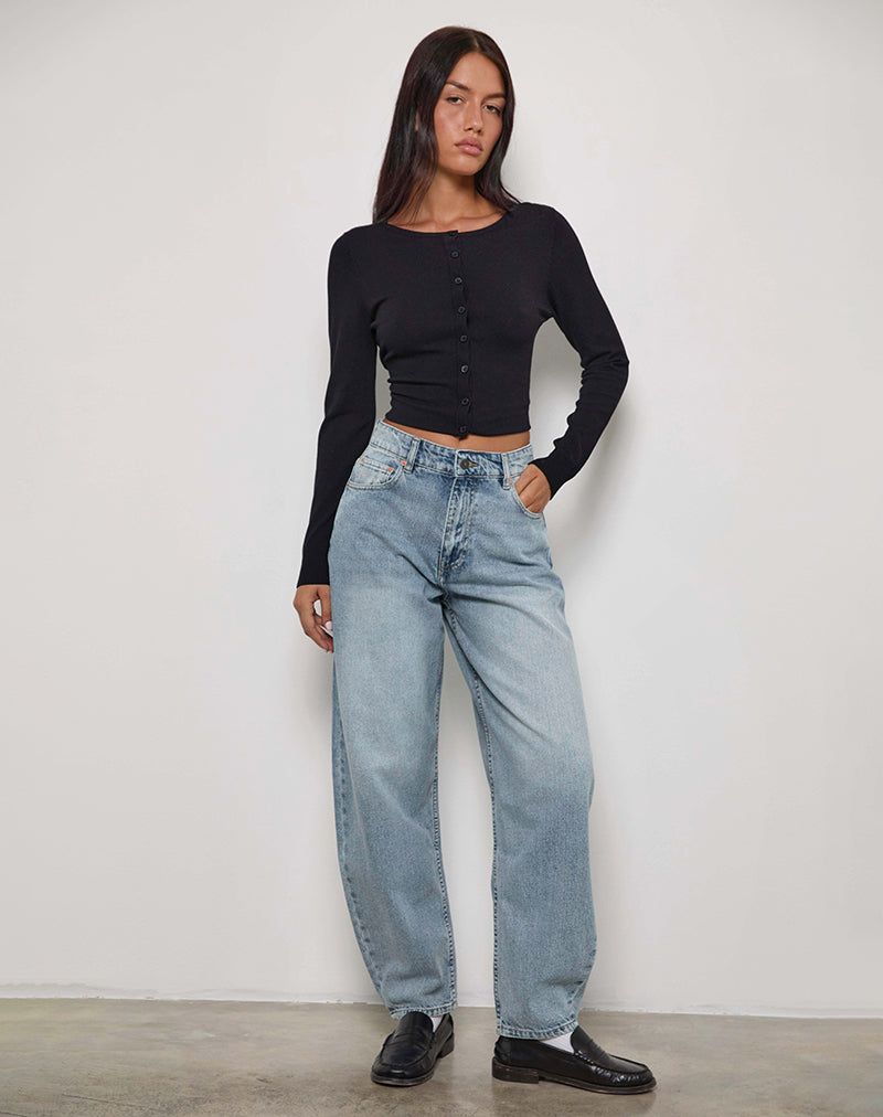 Image of High Rise Barrel Jean in Blue