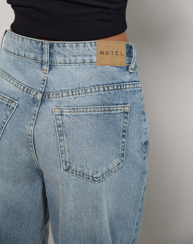 Image of High Rise Barrel Jean in Blue