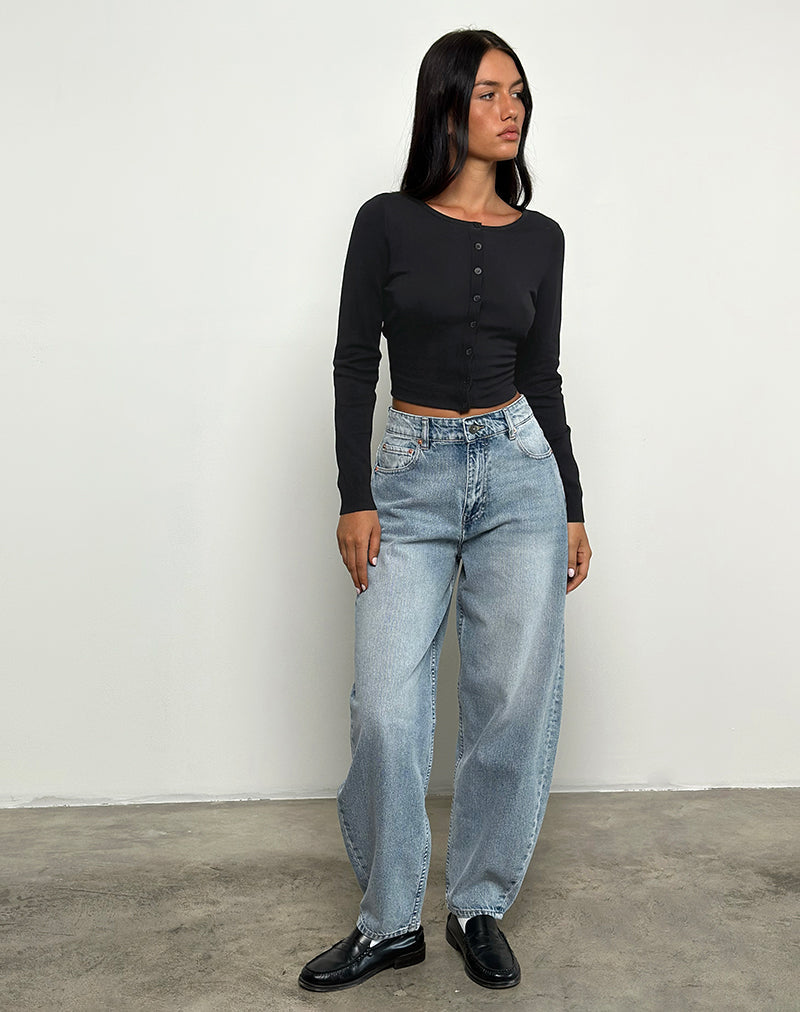 Image of High Rise Barrel Jean in Blue