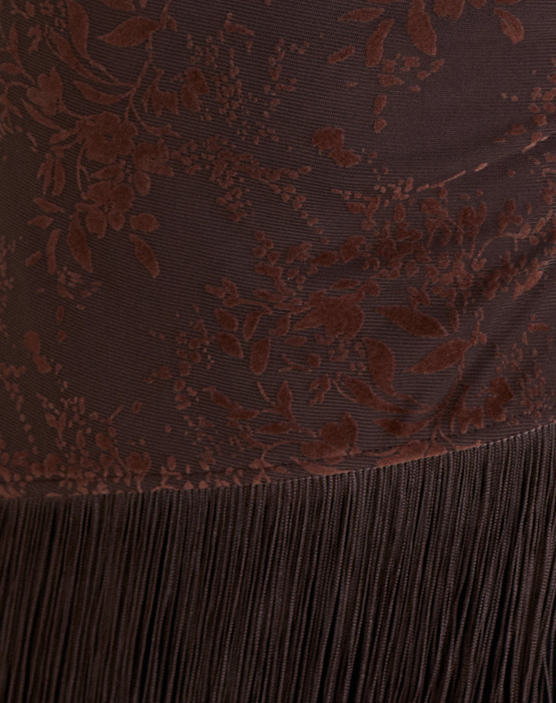Image of Hineco High Neck Top in Fine Leaf Flower Ganache