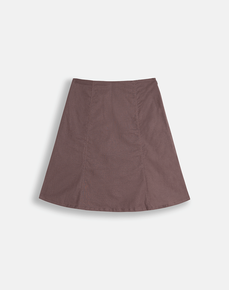Image of Hitamu Midi Skirt in Linen Deep Taupe