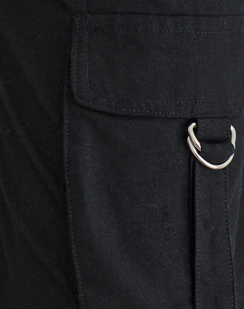 Image of Hojo Linen Cargo Pants in Black