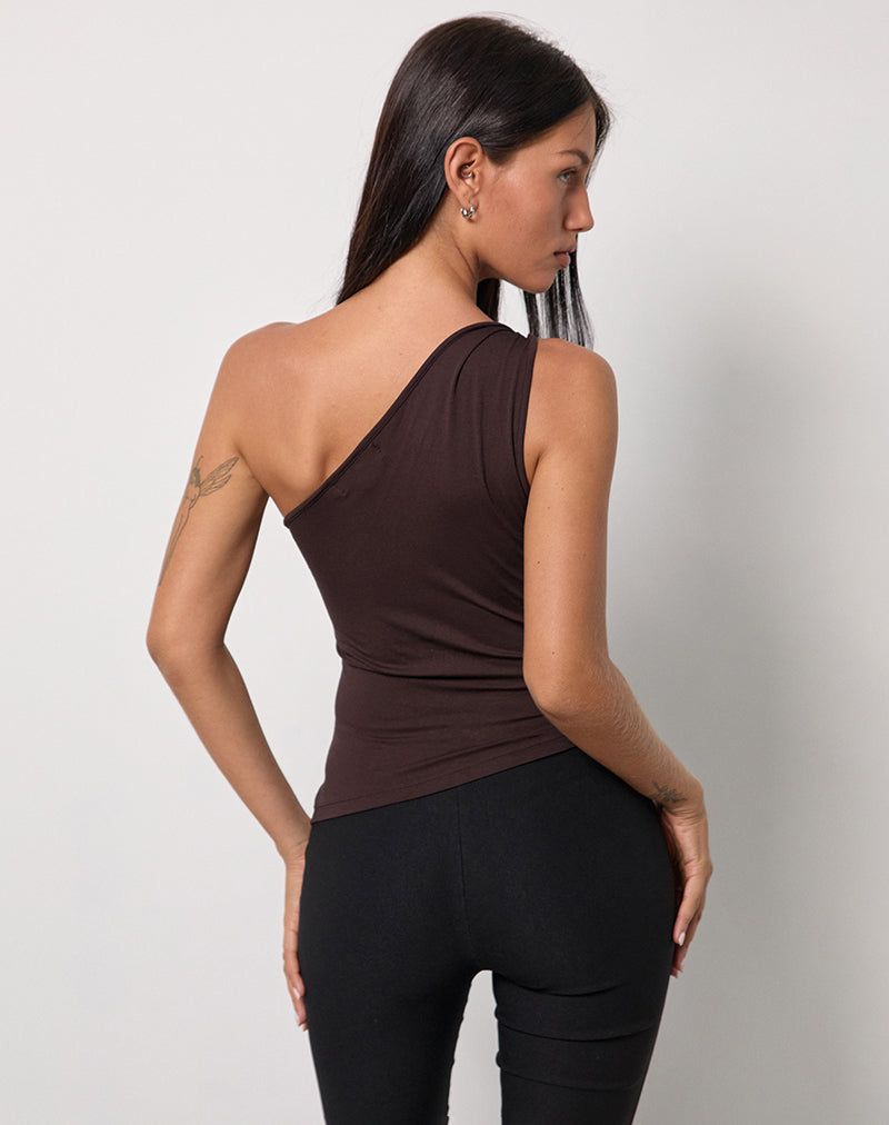 Image of Idra Asymmetric Top in Jersey Bitter Chocolate