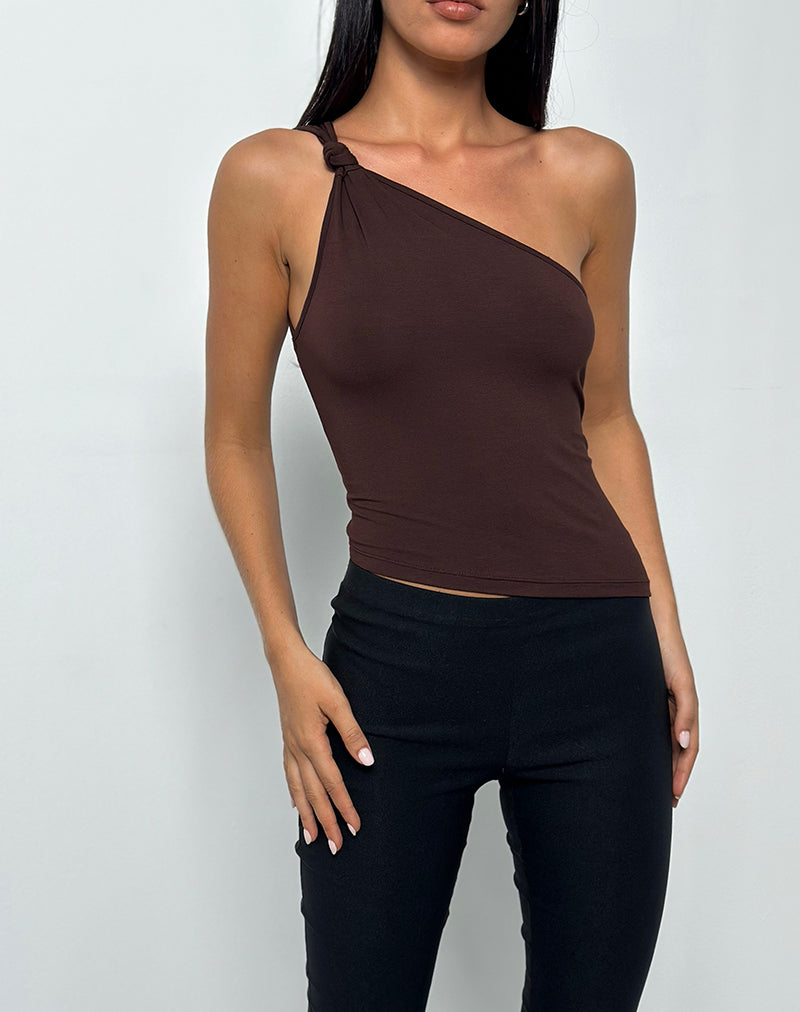 Image of Idra Asymmetric Top in Jersey Bitter Chocolate