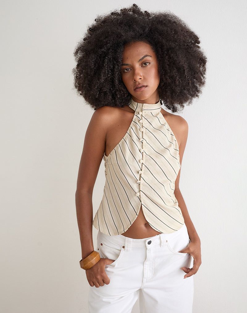 Image of Iggya Top in Tilt Lines Beige