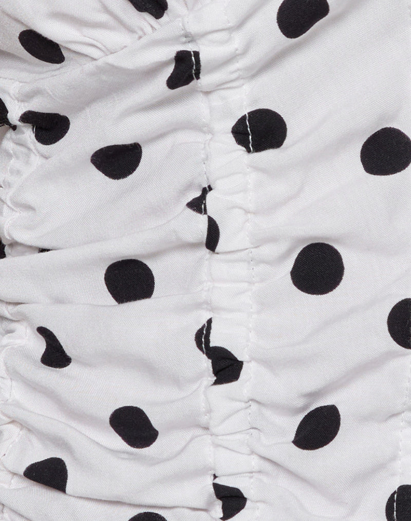 Image of Ilase Ruched Blouse in 80s Polka White