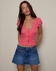 Image of Ilase Ruched Blouse in Red Gingham