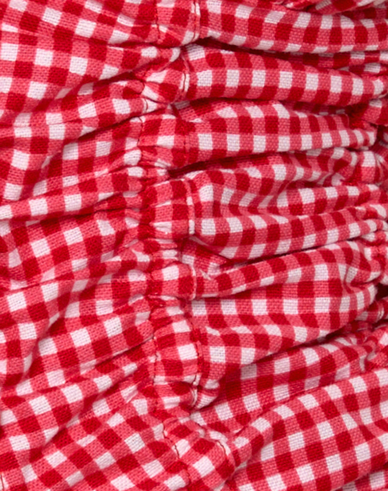 Image of Ilase Ruched Blouse in Red Gingham
