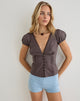 Image of Ilias Corset Top in Poplin Peppercorn
