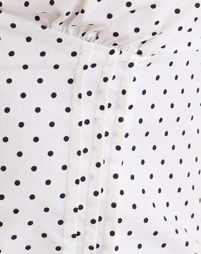 Image of Ilias Corset Top in White with Micro Polka Black