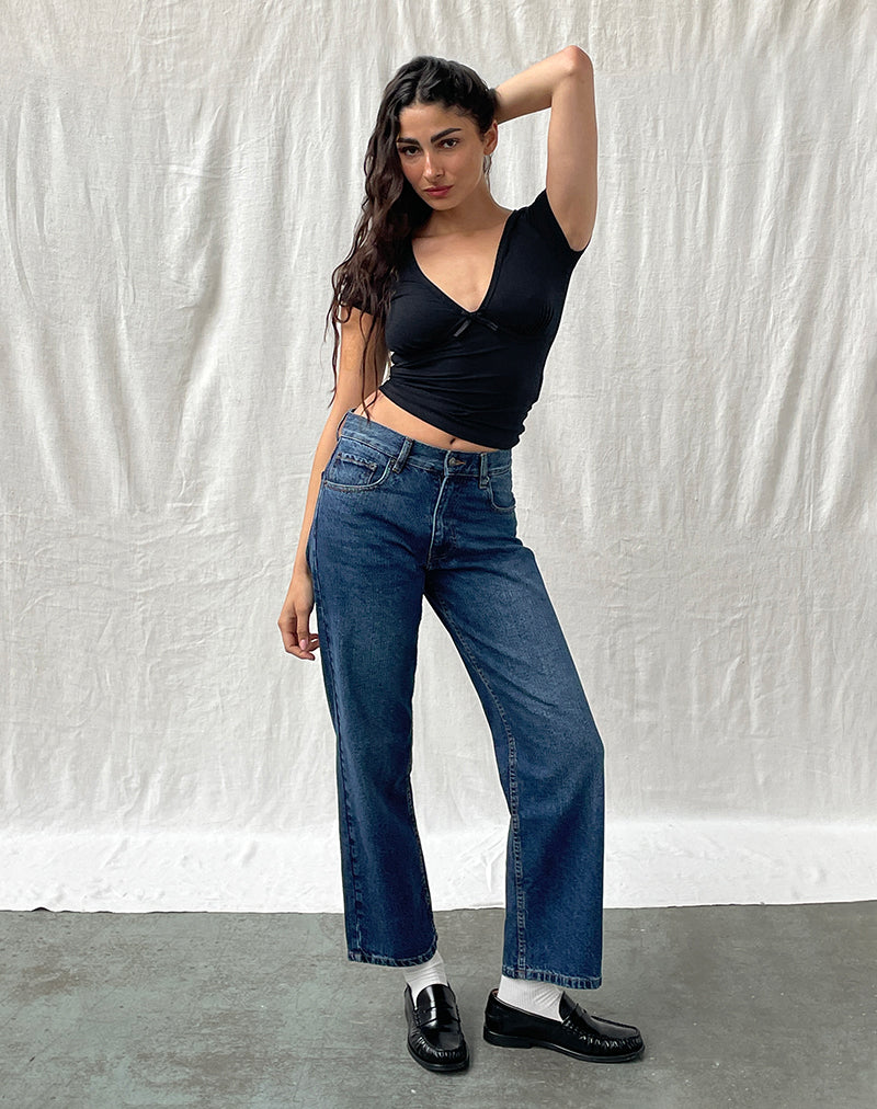 Image of Mid Rise Awkward Parallel Jeans in Mid Blue Used