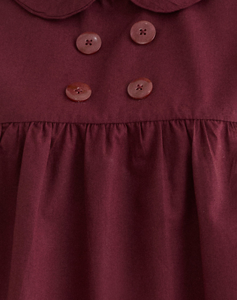Image of Imiraty Babydoll Mini Dress in Poplin Maroon