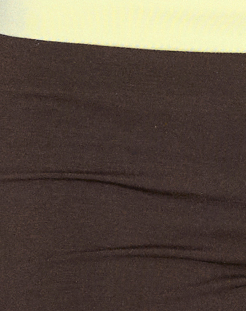 Image of Inrida Halterneck Top in Chocolate Brown and Lemon