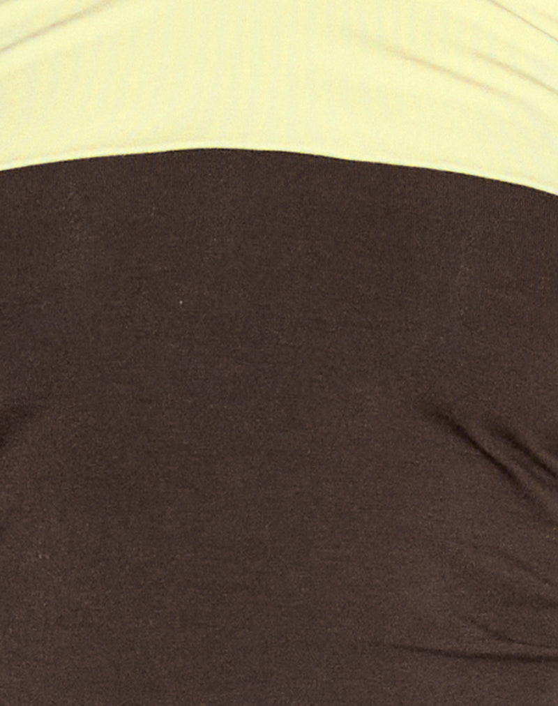 Image of Sea Foldover Short in Chocolate Brown and Lemon