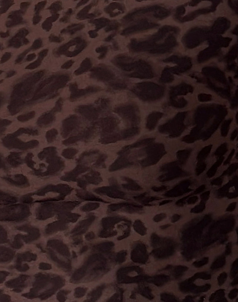 Image of Ione Quarter Sleeve Top in Blurry Leopard Brown