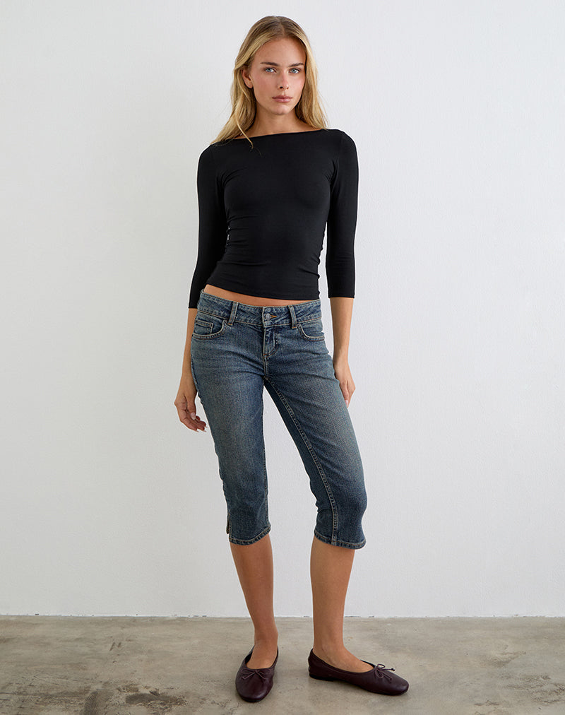 Image of Denim Capri Jean in Dirty Green