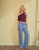 Image of Jia Trouser in Cupro Dusty Blue with Lace Trim