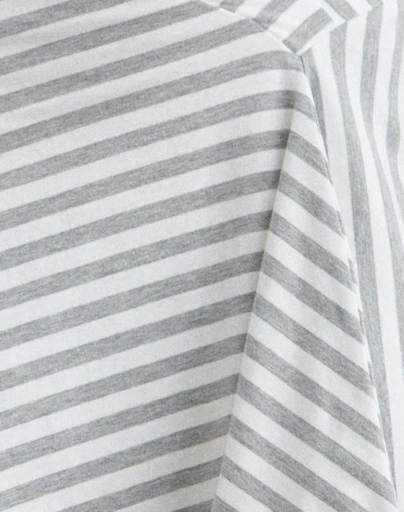 Image of Esmeray Midi Skirt in Rayon Jersey Grey and White Stripes