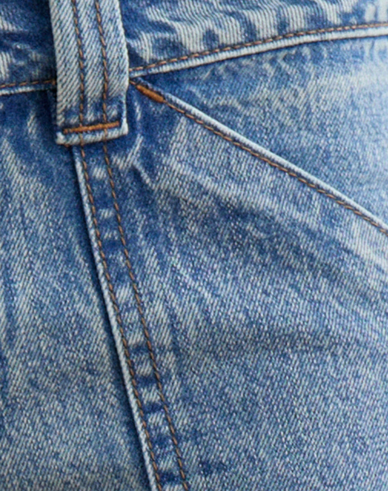 Image of Low Rise Relaxed Cargo Jeans in True Blue