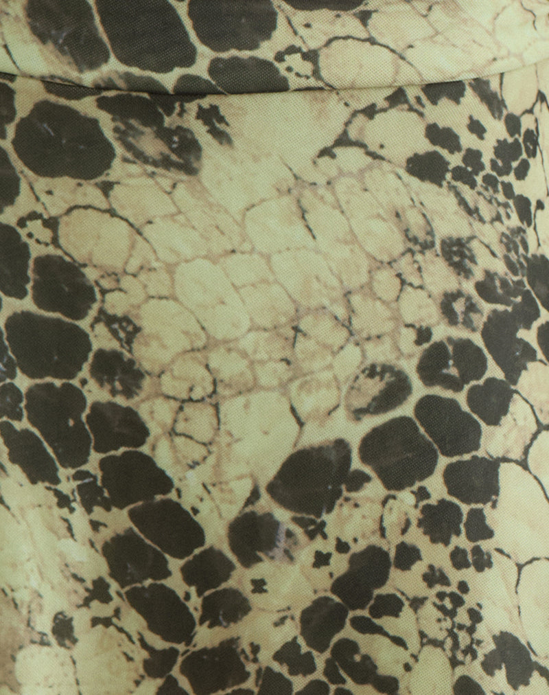 Image of Malibu Mini Skirt in Snake Skin Muted Lime