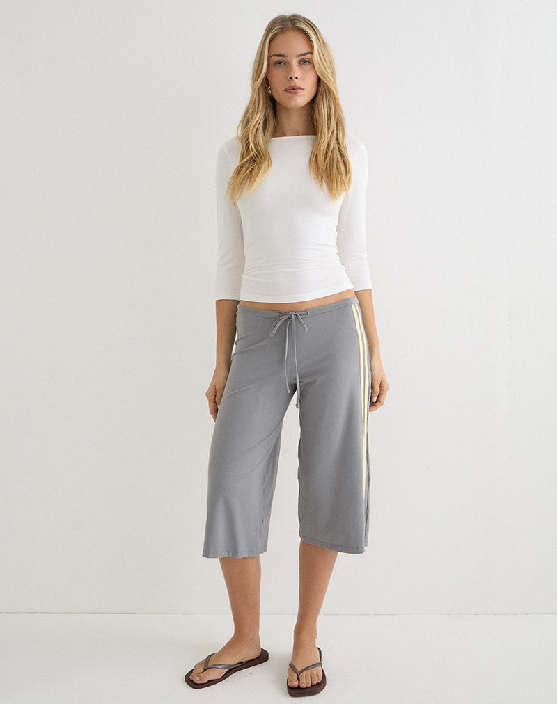 Image of Mino Capri Trouser in Grey with Lemon Yellow Binding
