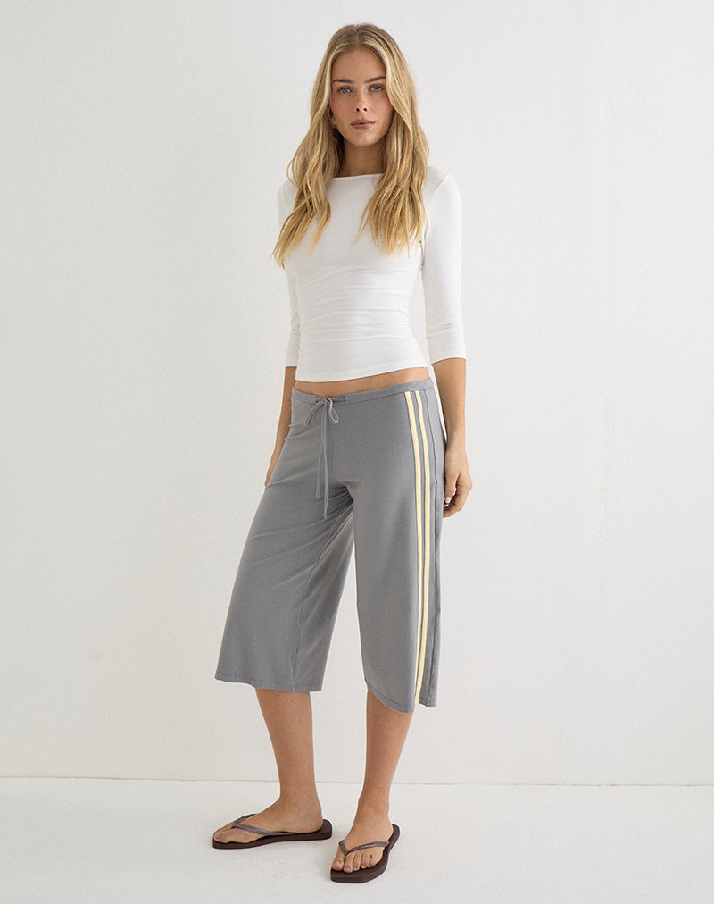 Image of Mino Capri Trouser in Grey with Lemon Yellow Binding