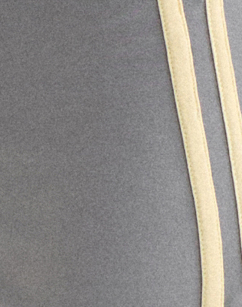 Image of Mino Capri Trouser in Grey with Lemon Yellow Binding