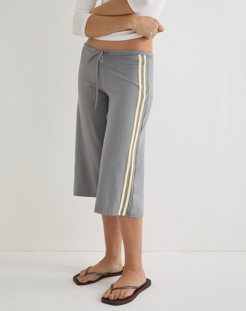 Image of Mino Capri Trouser in Grey with Lemon Yellow Binding
