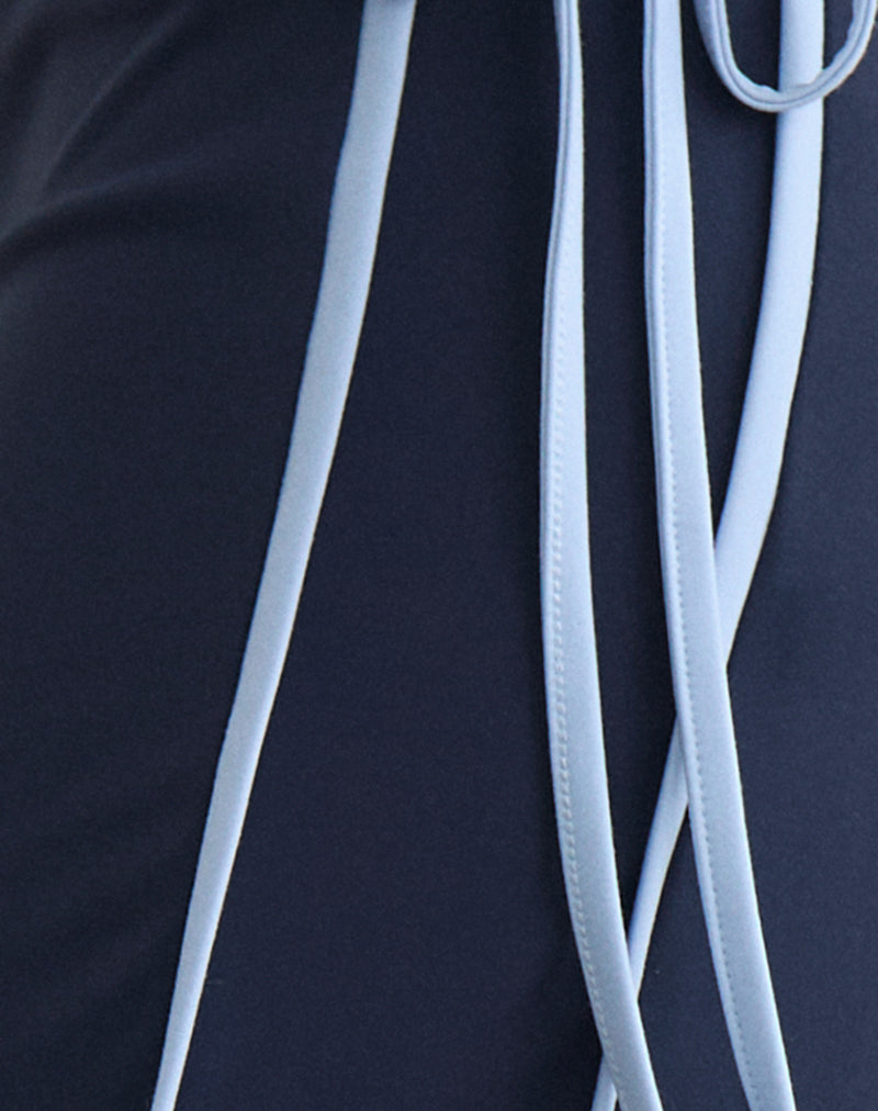 Image of Evander Trouser in Navy with Light Blue Stripe