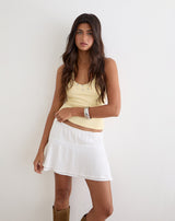 Image of Ira Asymmetric Mini Skirt in Crinkle Off White