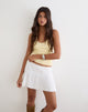 Image of Ira Asymmetric Mini Skirt in Crinkle Off White