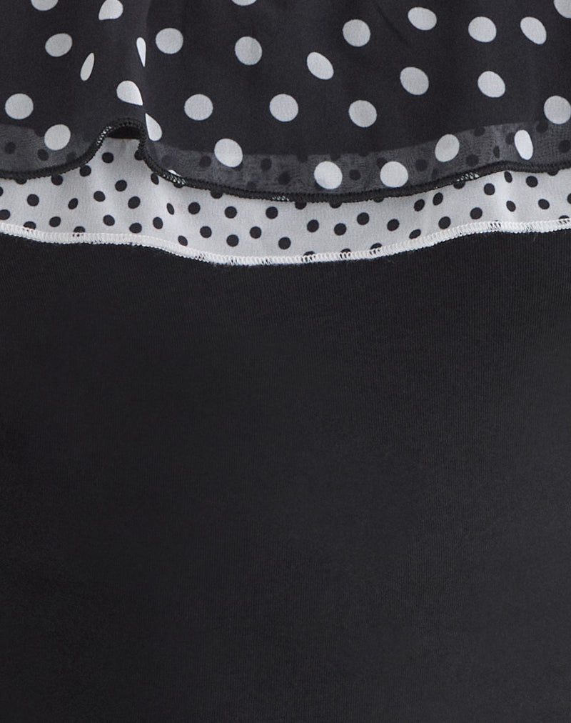 Image of Iridia Top in Cupro Black with Tiny Polka Ruffles