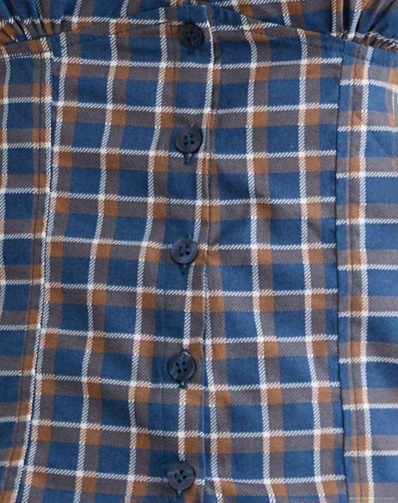 Image of Isamu Top in Medium Tartan Blue