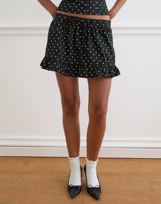 Image of Yasumi Mini Skirt in Basic Polka Black