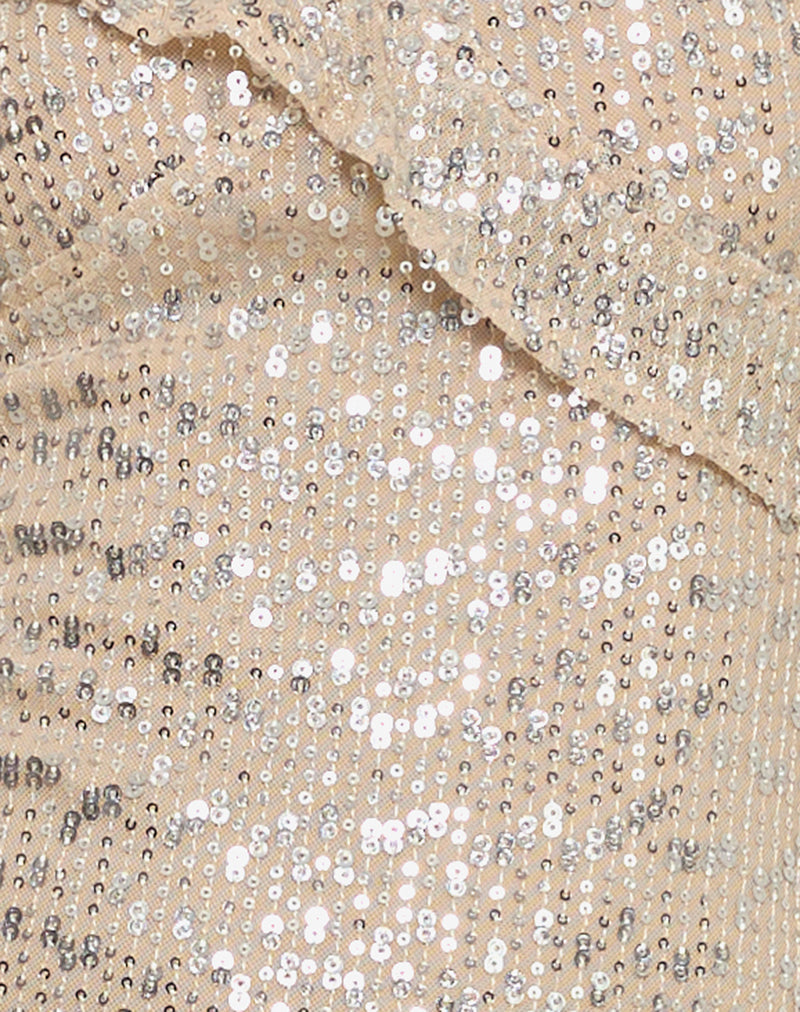 Image of Iskaya Frill Mini Dress in Sequin Neutral