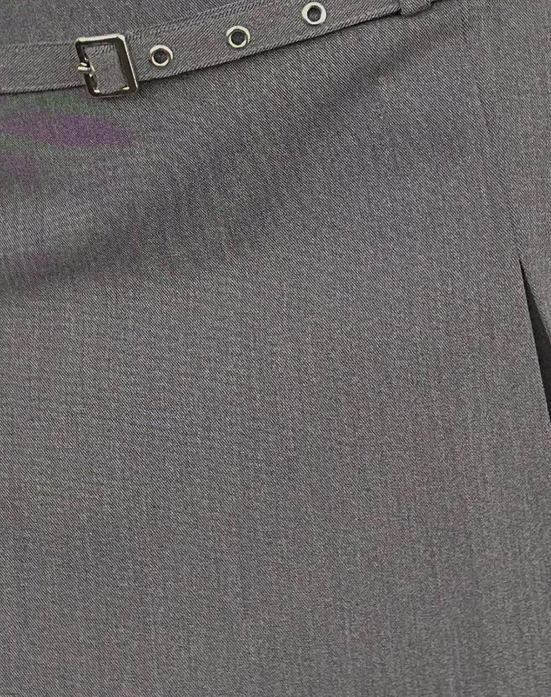 Image of Isti Pleated Belted Mini Skirt in Charcoal