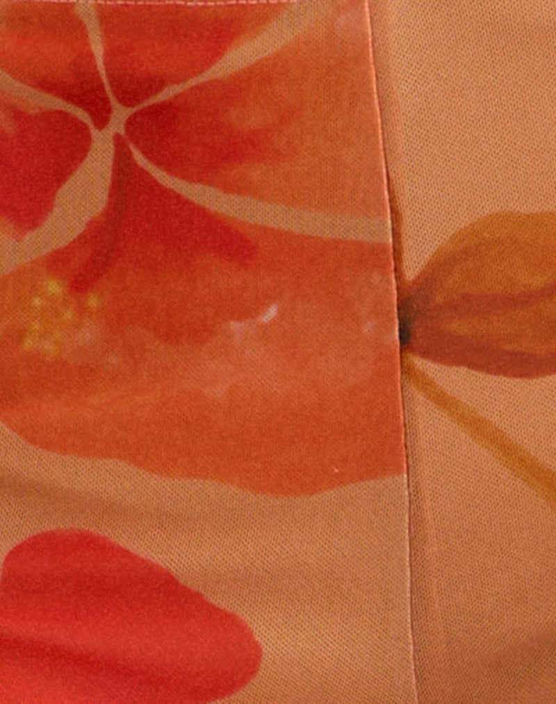 Image of Istora Shorts in Watercolour Hibiscus Orange