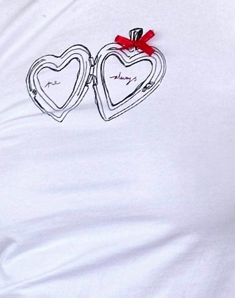 Image of Izzy Tee with Me Always Motif in White with Bow