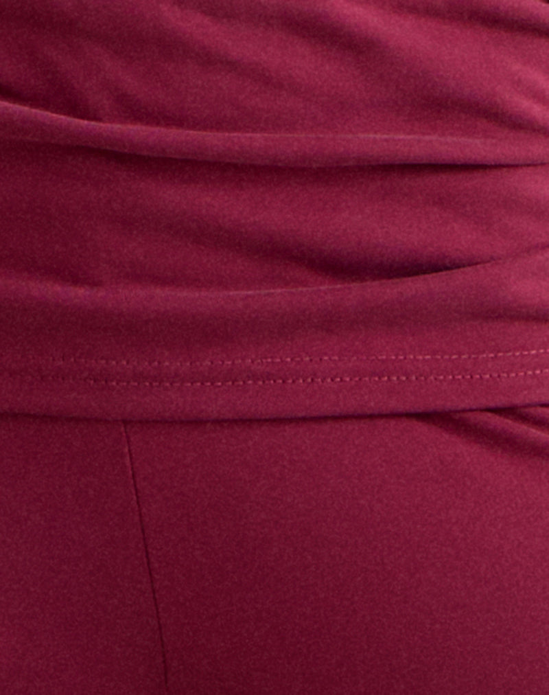 Image of Jacita Low Rise Trousers in Cupro Burgundy