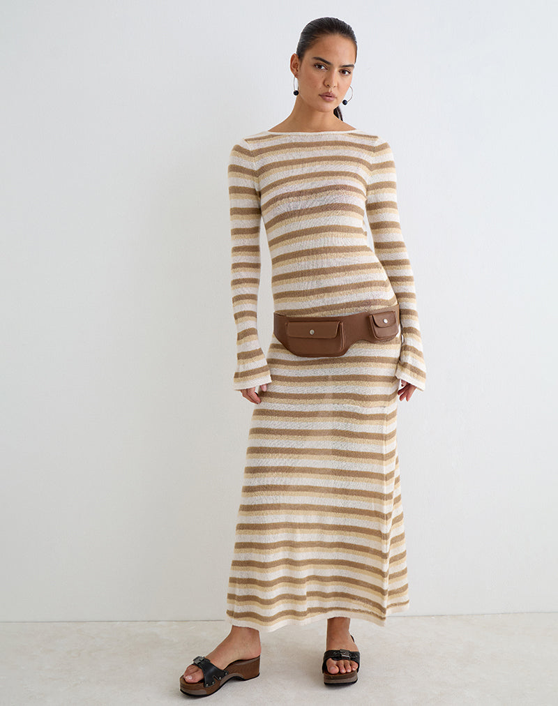 Image of Jadie Long Sleeve Maxi Dress in Knit Tonal Stripe
