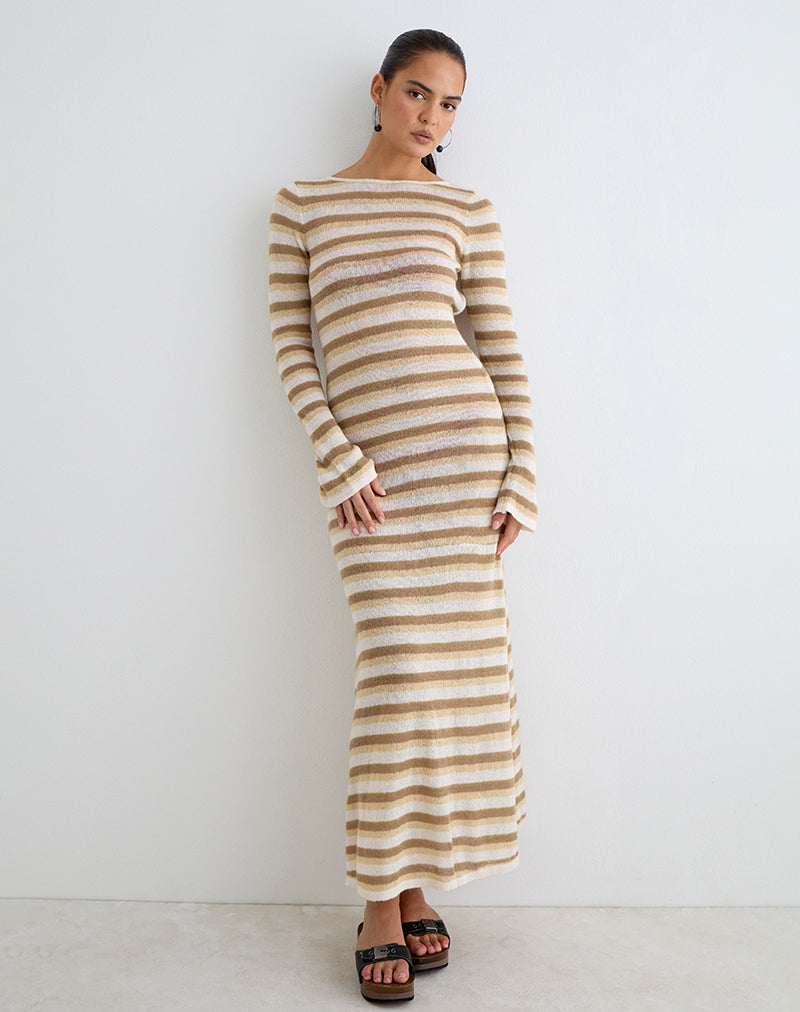 Image of Jadie Long Sleeve Maxi Dress in Knit Tonal Stripe