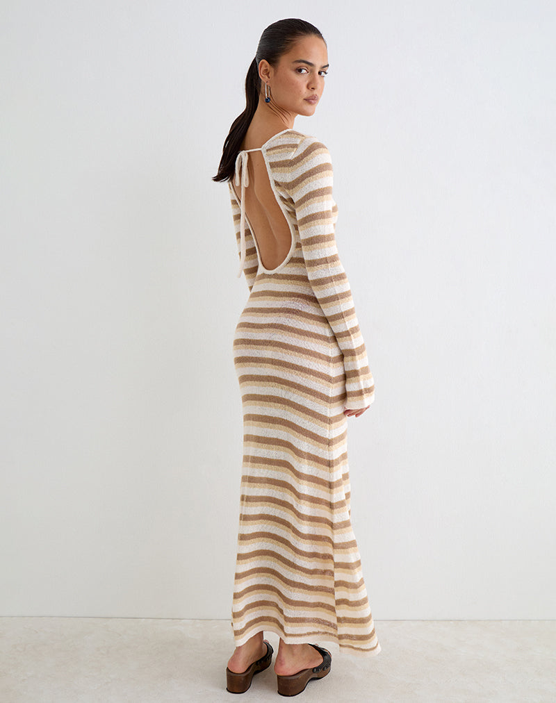 Image of Jadie Long Sleeve Maxi Dress in Knit Tonal Stripe