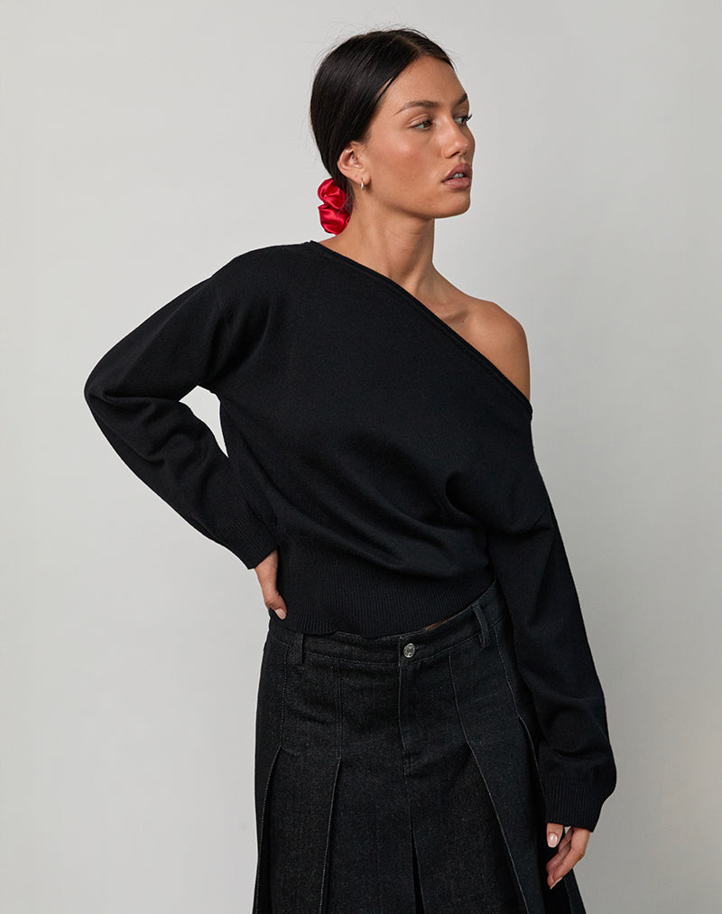 Image of Jalira Asymmetric Cinch Jumper in Black