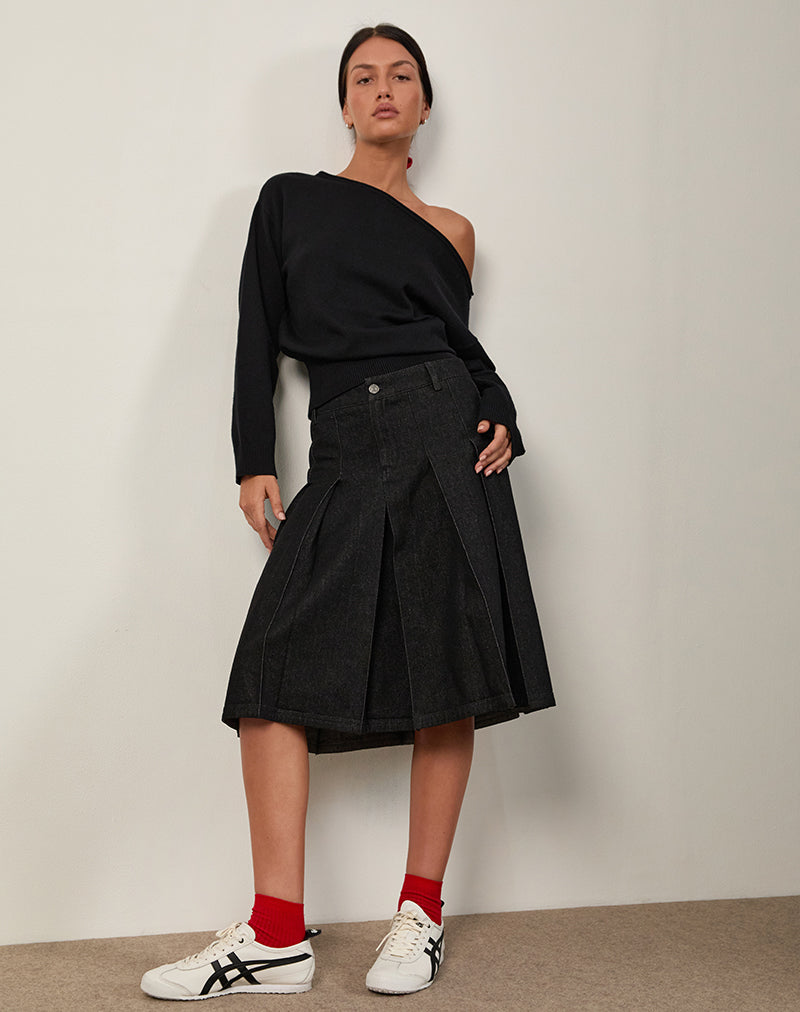 Image of Jalira Asymmetric Cinch Jumper in Black